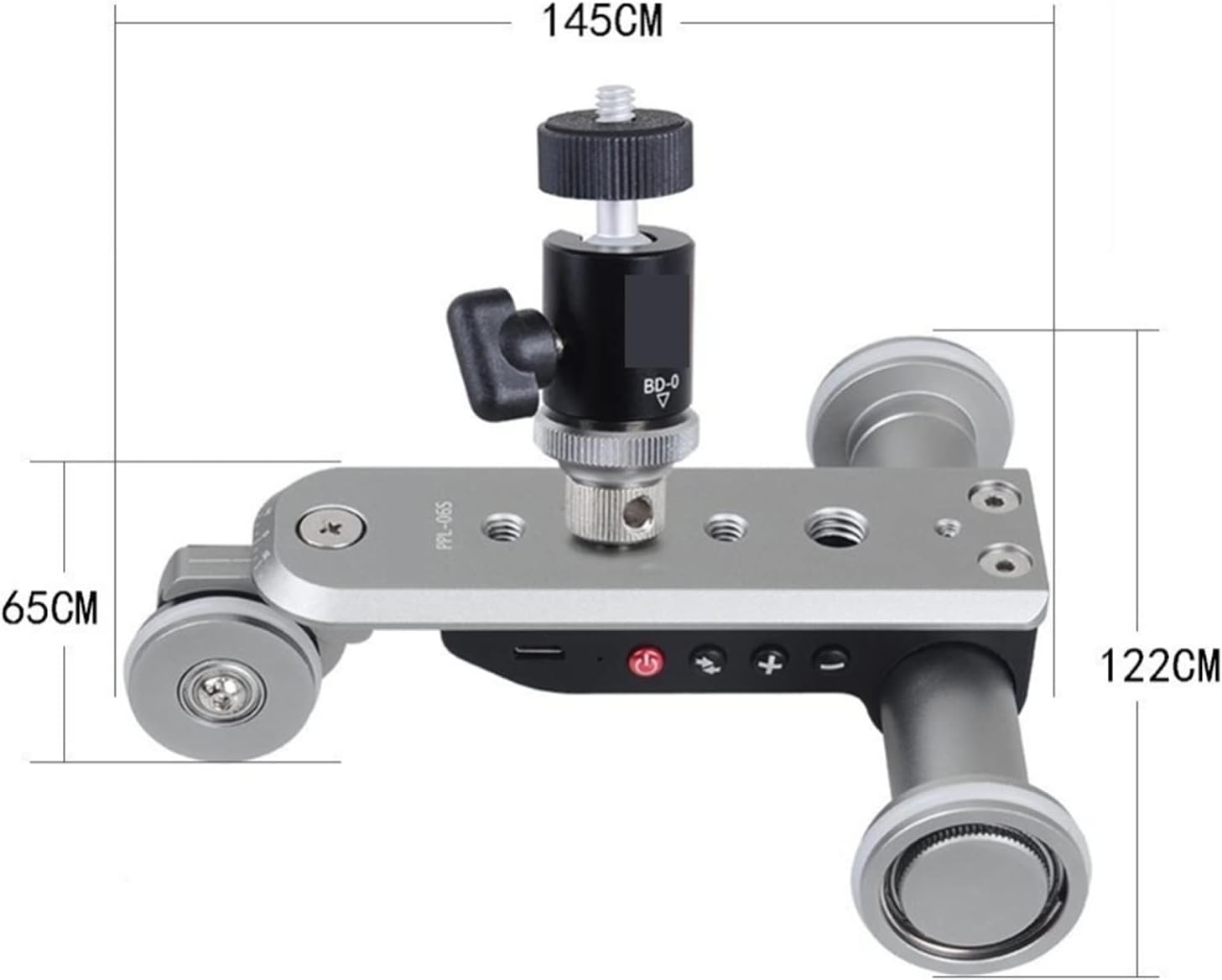 PPL Time Lapse Camera Outdoor Slider Dolly Car PPL-06S, Black, Supports Up to 8kg/17.6lbs, Compatible with DSLR, Camera, Cellphone, Tablet, 1/4"-20, 3/8"-16 Mount