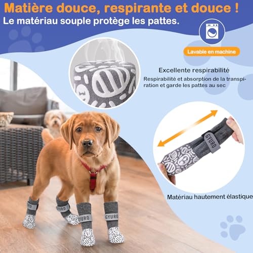 Doppelseitige Anti-Rutsch Hundesocken für den Innenbereich, um das Lecken der Pfoten zu verhindern-Pfotenschutz Haustierpfoten Schutz Traktion Kontrolle Socken auf Hartholzboden (Grau, XXL)