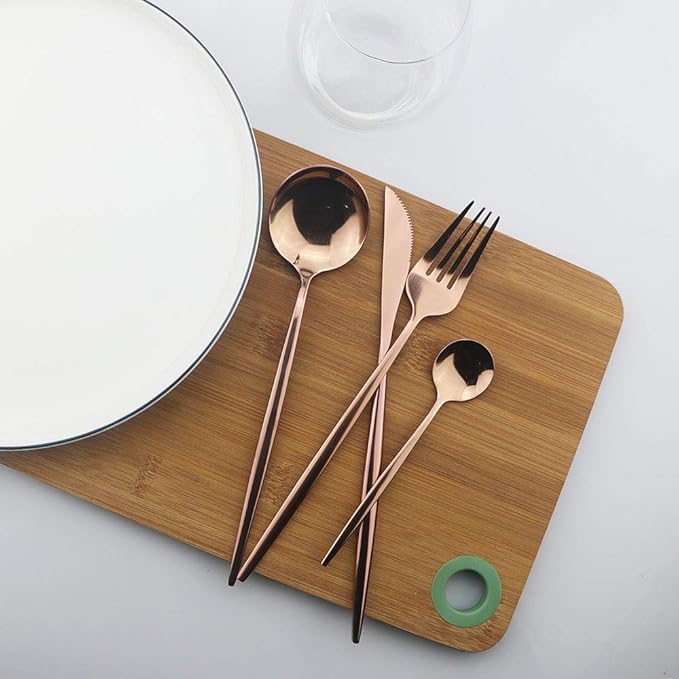 Image of 20 pcs Flatware Set, Rose Gold Silverware Set for 5, Knife Fork Spoon, Stainless Steel Home Dinnerware Tableware,Mixed Cutlery Set Eating Utensils for Restaurants (20 Pcs Rose Gold)