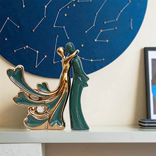 Estatua de pareja amantes de cerámica decorativa moderna miniatura 2