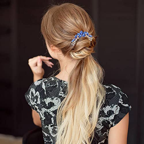Cinaci 4 Pack Glitter Sparkly Jeweled Gems Crystal Rhinestones Flower Metal Hair Side Combs With Long Teeth Bun Slides Hairpins Barrettes Hair Clips Prom Wedding Accessories For Women Girls Brides #TOP3