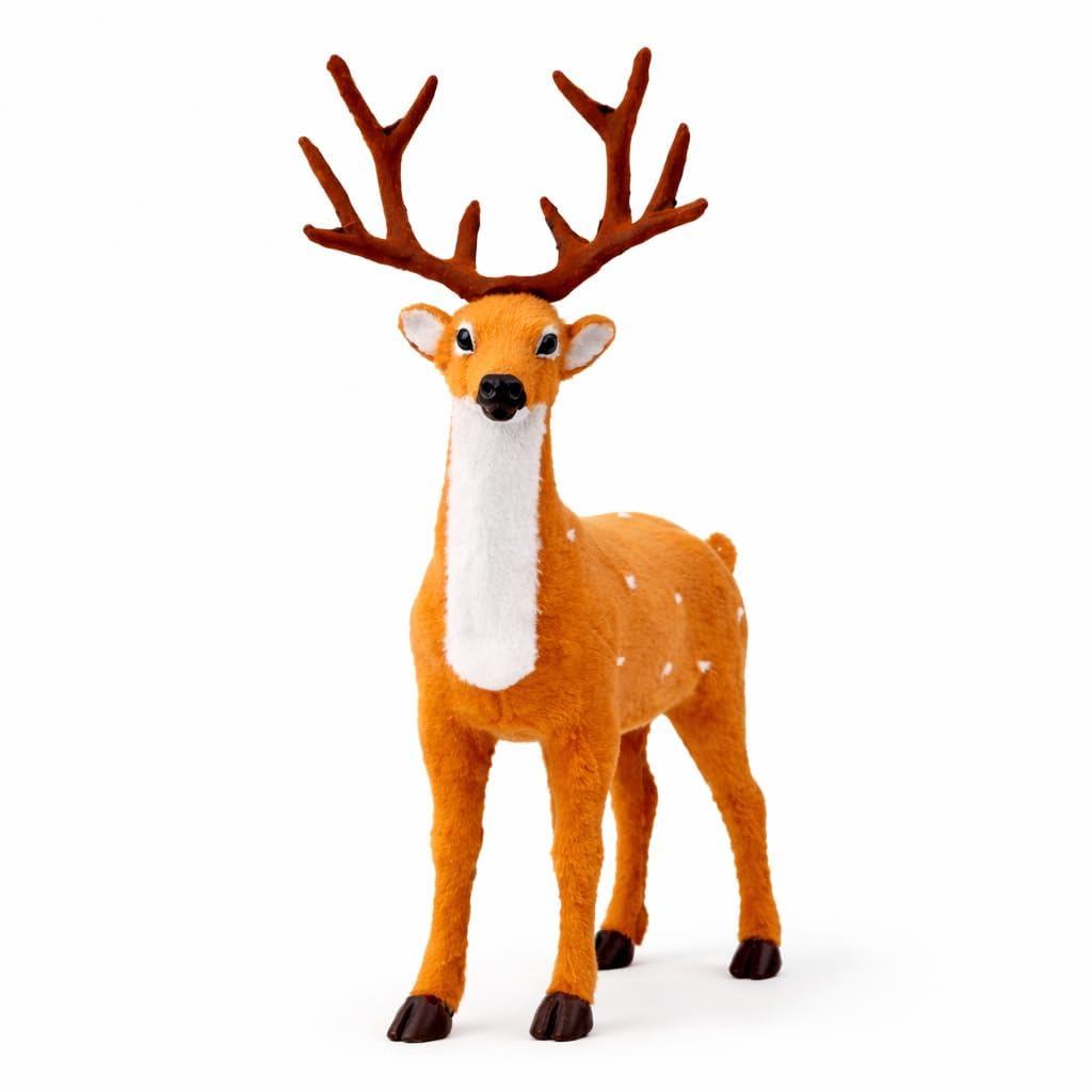 Mini Deer Soft Toy (15 cm) | Plush Fabric Cover with Stable Body | Cute Deer with Antlers | Kids Toy, Nursery & Home Decor | Brown & White-image-9