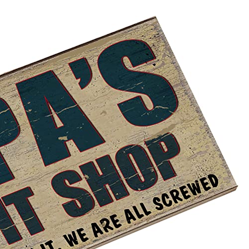 Vintage Man Cave Decor Papa's Fix-It Shop Wooden Sign Workshop Decorative Wood Plaque Dad's Garage Sign 6"X12" For Men #TOP4