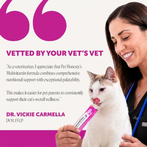 Image of Cat Multivitamin Lickable Treats - Squeezable Vitamin Puree Pouches for Cats - Daily Cat Vitamins with Postbiotics + Omega 3 Fish Oil for Gut + Immune Support, Skin Coat, Joint Health (Salmon, 20 Ct)