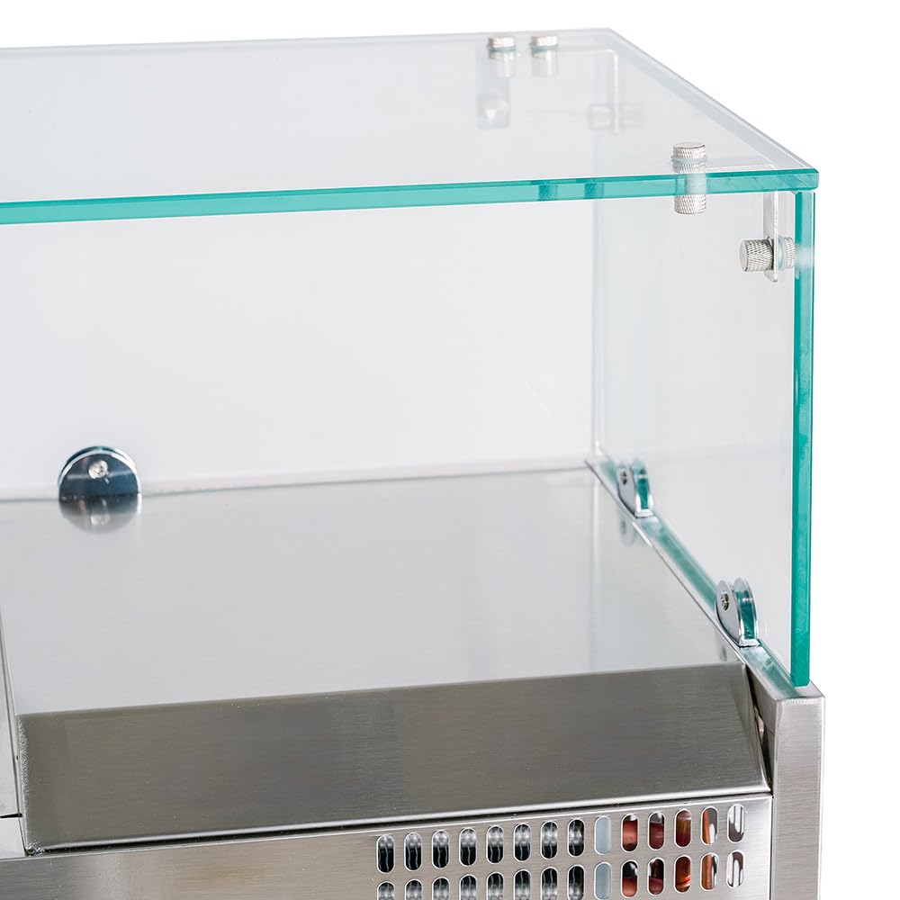 Cleiton® Vitrina de Ingredientes Refrigerada 120x33x44 cm de Acero Inoxidable 5 Cubetas GN 1/4 | Nevera de Ingredientes con Termostato Digital Dixell | Mostrador Vitrina refrigeradora