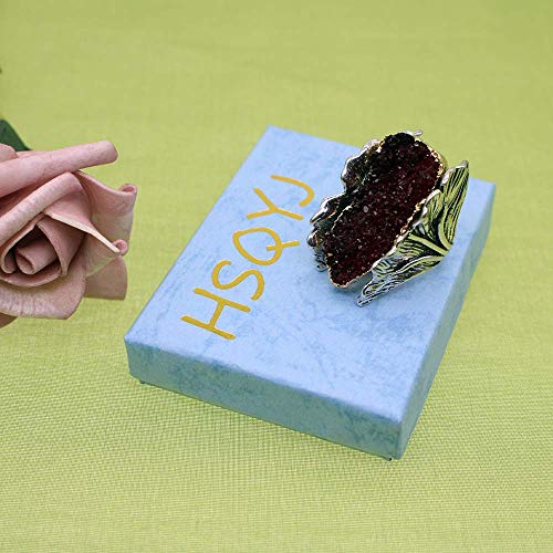 Hsqyj Retro Cocktail Statement Ring Antique Gold And Silver Tone Resin Stone Crystal Stacking Rings Cluster Statement Ring For Men Women (Red Crystal Ring, 8) #TOP6