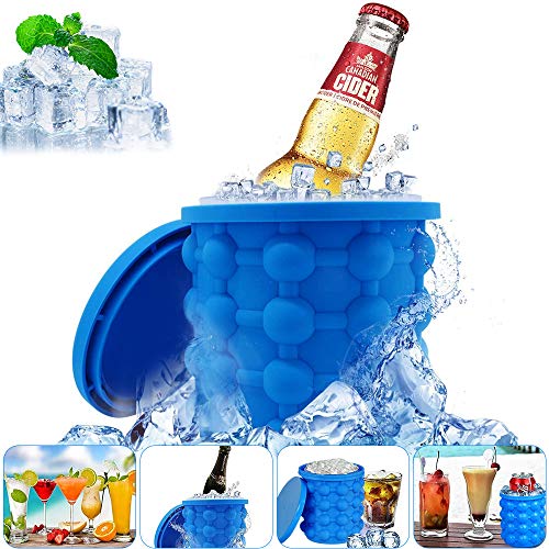 VZATT Ice Cube Maker, EiswüRfelform Mit Deckel, Platzsparende Eiseimer Mit Deckel, EiswüRfelbehäLter Silikon EisküBel, FüR Whiskey, Cocktail Und Jedes GeträNk BBQ, Bpa-Frei