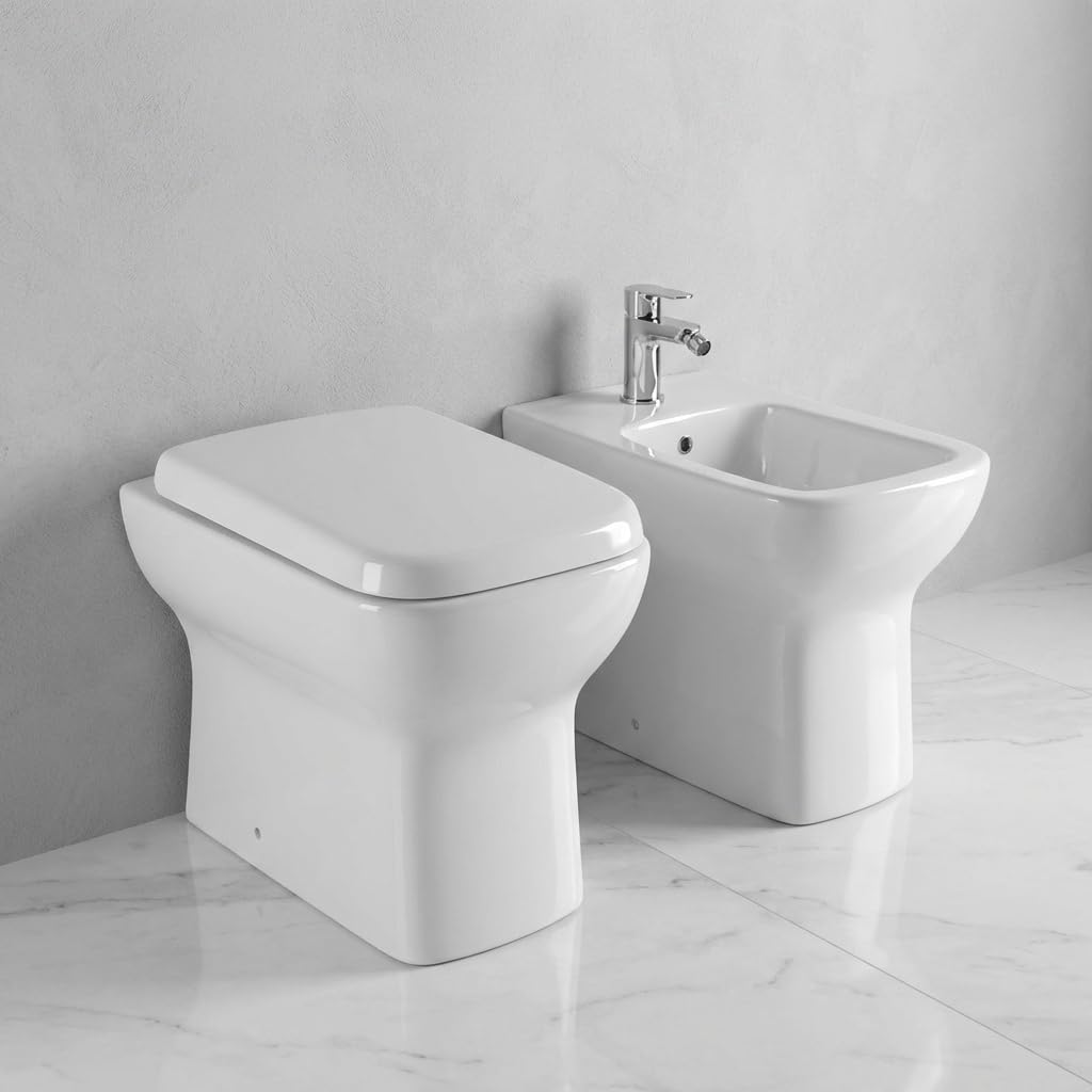 Gravena Coppia sanitari filomuro in ceramica bianco Piccolo