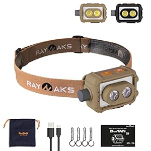 RAYNAKS OSRAM P9x2LED Head Lamp DuoTAN HL2 Rechargeable USB Type-C Easy Control Rotary Switch 520Lumen Spot Beam Flood…