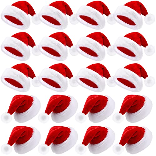 Vicenpal 20 Pcs Santa Hats Bulk Plush Christmas...