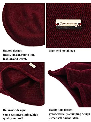 Image of jaxmonoy Cashmere Slouchy Knit Beanie Hat for Women Winter Soft Warm Ladies Wool Knitted Skull Beanies Cap