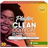 Playtex Clean Comfort Organic Cotton Tampons, Multipack (14ct Regular/14ct Super Absorbency), Fragrance-Free, Organic Cotton - 28ct