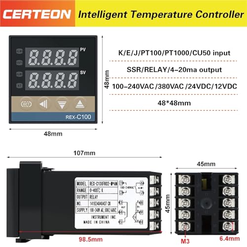 Controlador PID REX-C100 digital con display verde y salida estable SSR 4