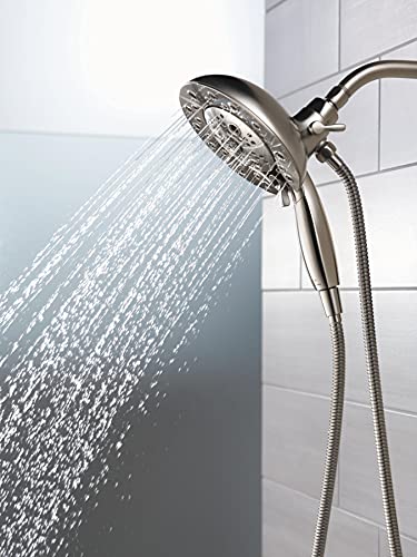 Image of Delta 58480-PK Universal Showering Round 1.75 GPM Multi Function 2-in1 In2ition Shower Head and Hand Shower with Touch Clean, H2Okinetic and MagnaTite Technology - Lumicoat Stainless