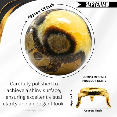 Image of Certified Septarian Crystal Ball for Meditation - Premium Crystal Vastu Items for Home and Feng Shui Items for Good Luck - Ideal for Pooja Supplies and Spiritual Practices (1.5 inch Inch)