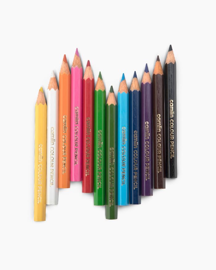 Image of Camel 12 Shades Half SIze Colour Pencils - Vibrant Multicolor Shades | Soft, Smooth & Break-Resistant Leads | Ideal for Drawing, Sketching, Coloring & School Art Projects