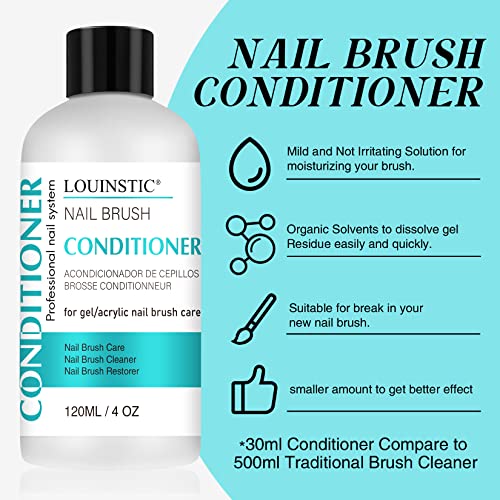 LOUINSTIC Acrylic Nail Brush Cleaner - Quickly Clean Gel/Acrylic Nail Brushes, Paint Brushes, Airbrushes, Art Tools, Nail Brush Cleaner Conditioner Preserver and Restorer 4 OZ - Thumbnail 4