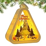 Luz nocturna de invierno - Lámpara de escritorio de Navidad, luces de Navidad retro | Linterna de adornos de Navidad, lámparas de mesa de metal portátiles, lámpara de mesa de luz cálida junto a la