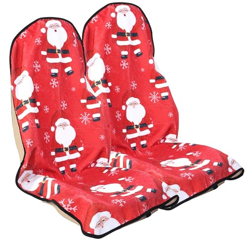Image of Car Seat Cover Protector Front Seats,for Gym Workout,Running,Swimming,Beach and Hiking,Waterproof Sweat Towel Bucket Seat Covers for Cars SUV Trucks (Santa Claus, 2Pcs)