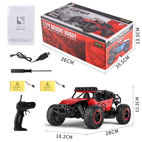 Szjjx Remote Control Car For Boys Girls, 20+ Km/H High Speed Rc Trucks Car, 1:14 Scale Fast All Terrains Off Road Monster Crawler Vehicle Toy With Headlights 2 Batteries For Adults Kids 40 Min Play #TOP7