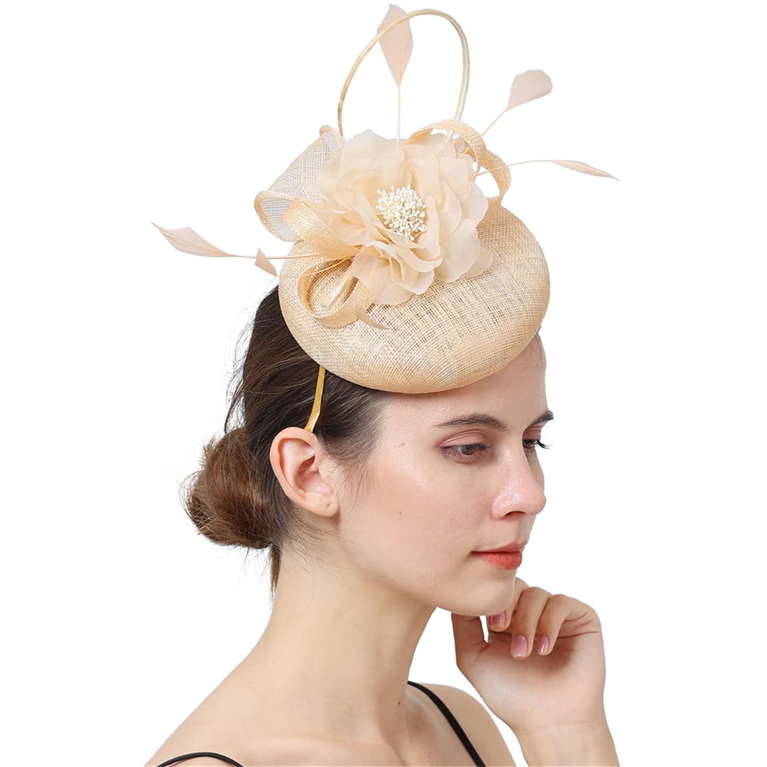 FBHappiness Wedding Fascinator Hat Hair Clip Women Cocktail Party Bridal Ladies Headpiece Mesh Hats Headwear ，Cocktail Hats
