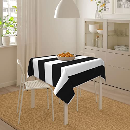 Nappe carrée à rayures noires et blanches pour table de salle à manger