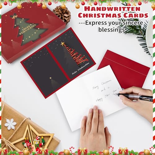 Weihnachtskarten mit Umschlag Set, 20 Stück A6 Karten Weihnachten Klappkarten Frohe Weihnachtsgrußkarten Weihnachtspostkarten für Weihnachtsbaummuster Weihnachtsgrüße Geschenke