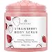 Sweet Strawberry Exfoliating Body Scrub - Organic Dead Sea Salt Natural Exfoliator Anti Aging Acne Cellulite Wrinkles Moisturizing Nourishing Vitamin E Vitamin C Coconut Oil Scrubs for Women Men 10 oz