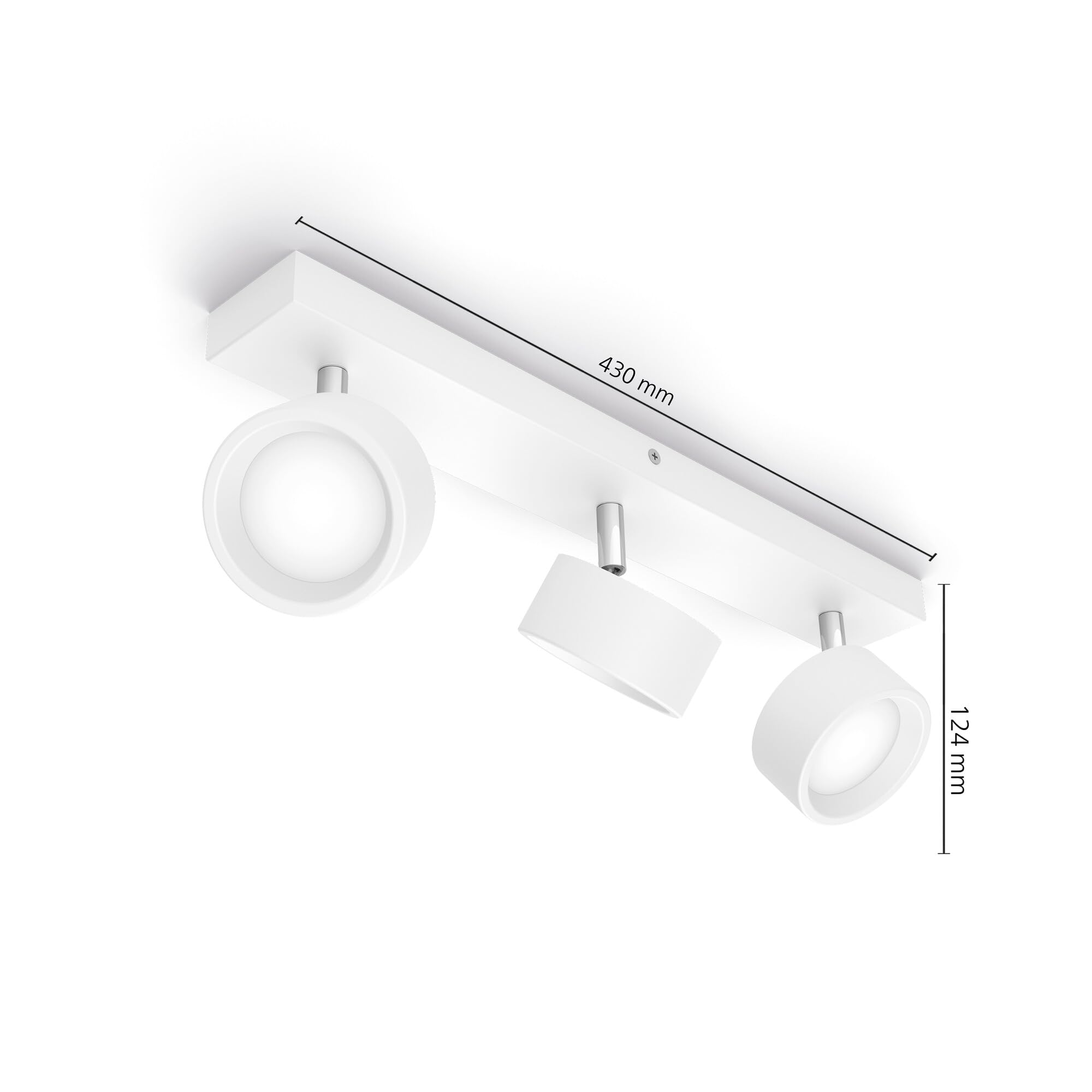 Philips Barra de Iluminación Bracia, con 3 Focos 5.5W, 550 lm, Luz Blanca Cálida, 2700k, Blanco