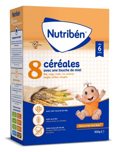 Nutribén 8 Céréales et Miel à partir de 6 mois, 300 g | Bouillie de céréales petit déjeuner bebe | Bouillie pour bebe | Sans huile de palme Cover