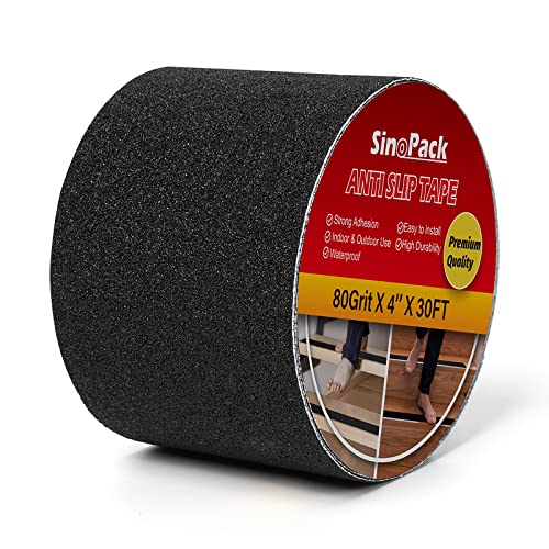 SinoPack Anti Slip Tape Black 4Inch x 30FT Non Skid