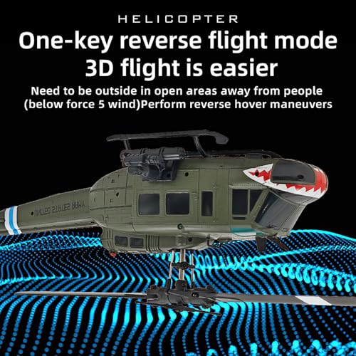315MM UH-1 Remote Control Helicopter Aircraft for Adults Expert 6CH C032 Maintain Altitude Brushless Motor Optical Flow Positioning/Fly Upside Down 3D Rolling Hobby RC Heli (RTF 2Battery) - Thumbnail 5