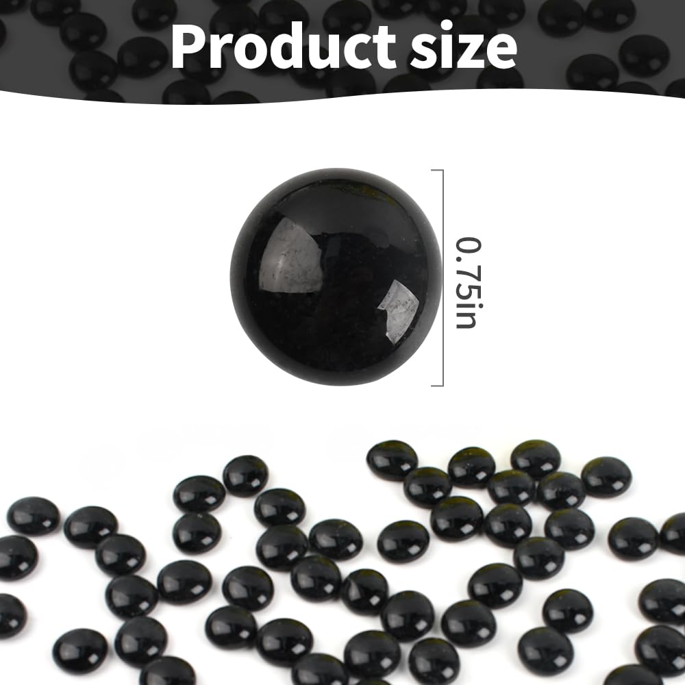 HUIANER Flat Glass Marbles 1lb, 100PCS Black Flat Gems Glass Beads for Vase Filler Garden Aquarium Fish Tank Pebbles Table Floral Decoration