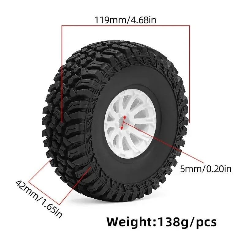 Gomma Pneumatici Roccia 119mm 4Pezzi per Traxxas‌ per TRX4 1/10