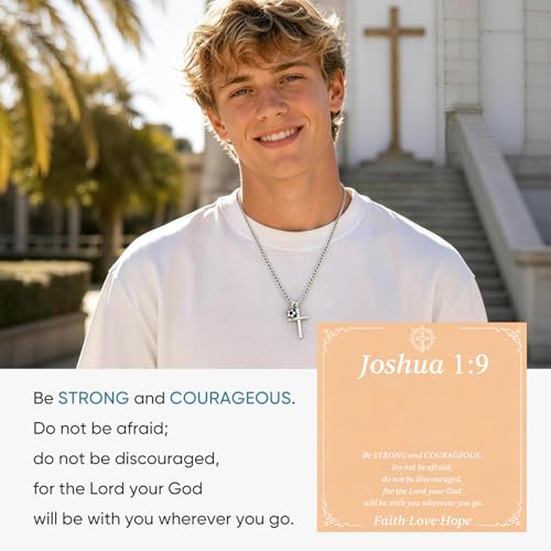 Soccer Cross Necklace for Boys, Stainless Steel Christian Sports Jewelry - image 5