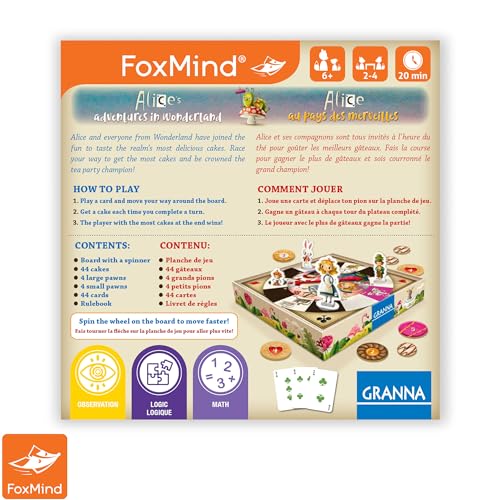 Juego de Mesa FoxMind: Las Aventuras de Alicia en el País de las Maravillas - Granna, Carrera para Convertirse en el Campeón de la Merienda, Familiar, Edades 6+, 2-4 Jugadores miniatura 3