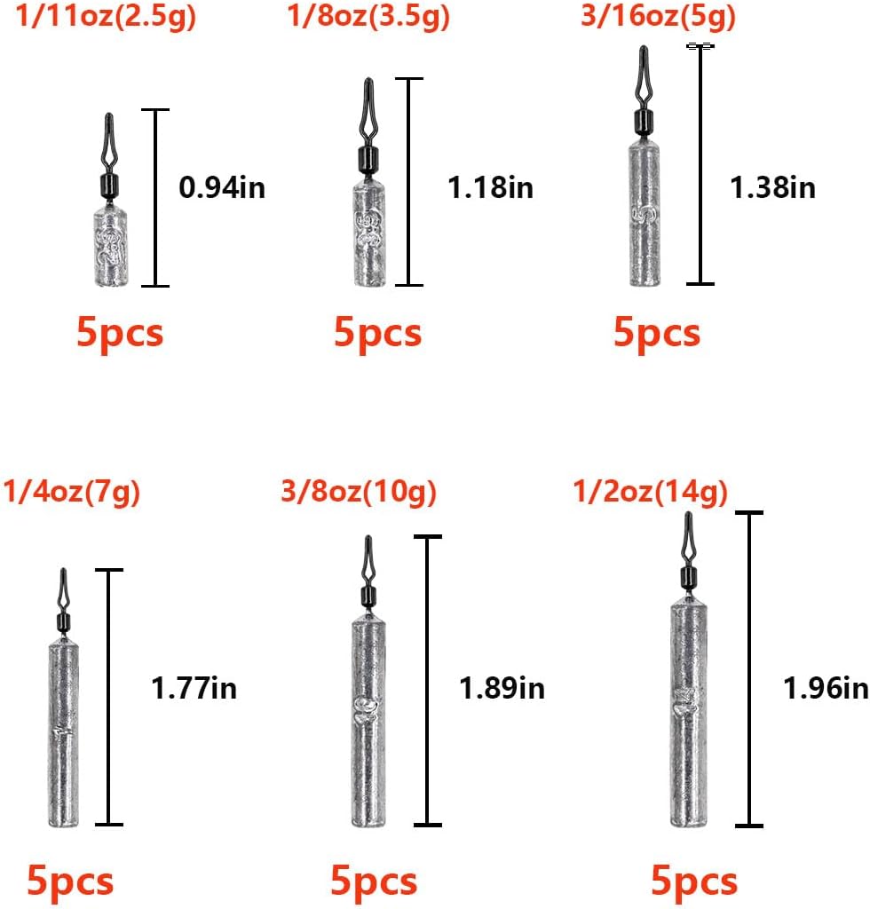 Fishing Weights Sinkers Set, 30pcs Drop Shot Weight for Bass Fish | For Saltwater Freshwater , Anti-snag, Smooth Cast for Drop Shot Rig Finesse Fishing