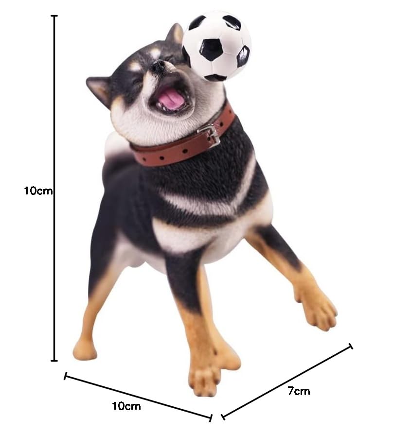 Amazon.co.jp: JXK ボールが顔に当たる黒い柴犬 彫像 面白い