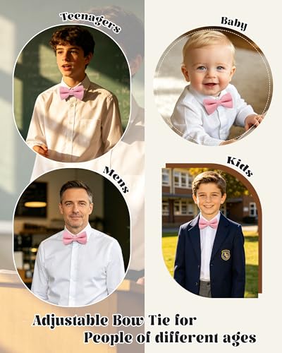 Image of WELROG Classic Pre-Tied Bow Tie for Children & Adults Solid Color Adjustable Bowtie