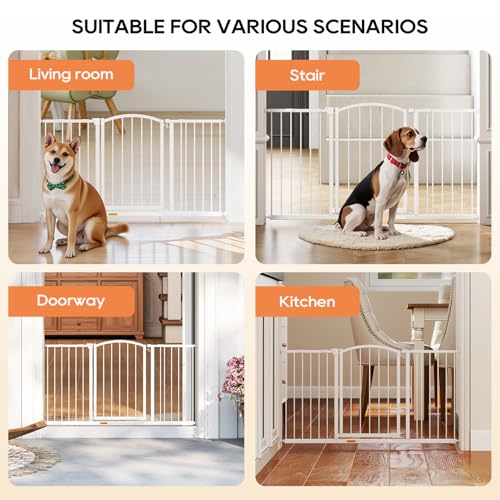 Image of BestPet Extra-Wide Arched Decor Walk-Through Dog Gate for Stairs & Doorways, Fits 28 inch-51 inch Wide Openings, 27 inchTall Metal Pet Gate for Indoor Use,Adjustable Safety Gates for Pets,White