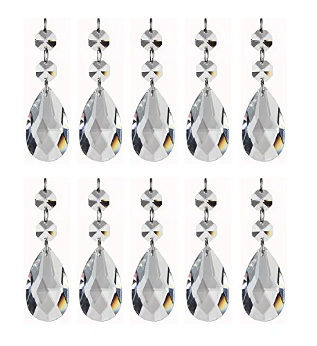 LORJE Teardrop Chandelier Crystal Pendants Glass Pendants Beads (Pack of 10)