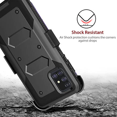 Tjs Phone Case Compatible With Samsung Galaxy A71 5G (Not Fit Galaxy A71 4G (Sm-A715F/Ds)/Verizon A71 5G Uw), Belt Clip Holster Hybrid Kickstand Heavy Duty Cover (Black) #TOP2