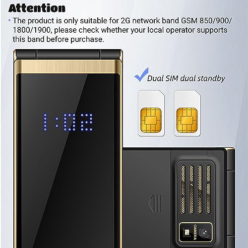 Teléfono Móvil con Tapa para Personas Mayores Desbloqueado de 2,8 Pulgadas, Teléfono Móvil con Tapa Clásico Fácil de Usar 2G con Botón SOS, Linterna LED, Fuente Grande y Alto
