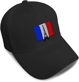 Baseball Caps for Men & Women Embroidered France Flag and Eiffel Tower Paris French Acrylic