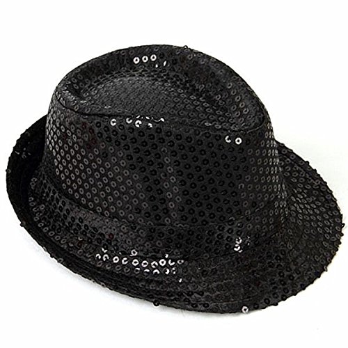 Very Cool Black Sequin Gangster Hat