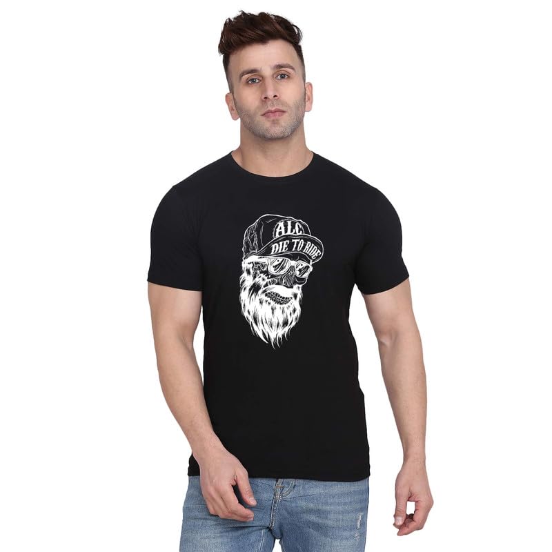 Original Way Men Cotton Half Sleeve Round Neck Bikers Riding Design Printed T Shirt HSR-2373