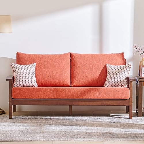Image of Home Centre 2 Seater Abby Fabric Sofa| Fabric Sofa| (Rust Orange) |Two Year Warranty
