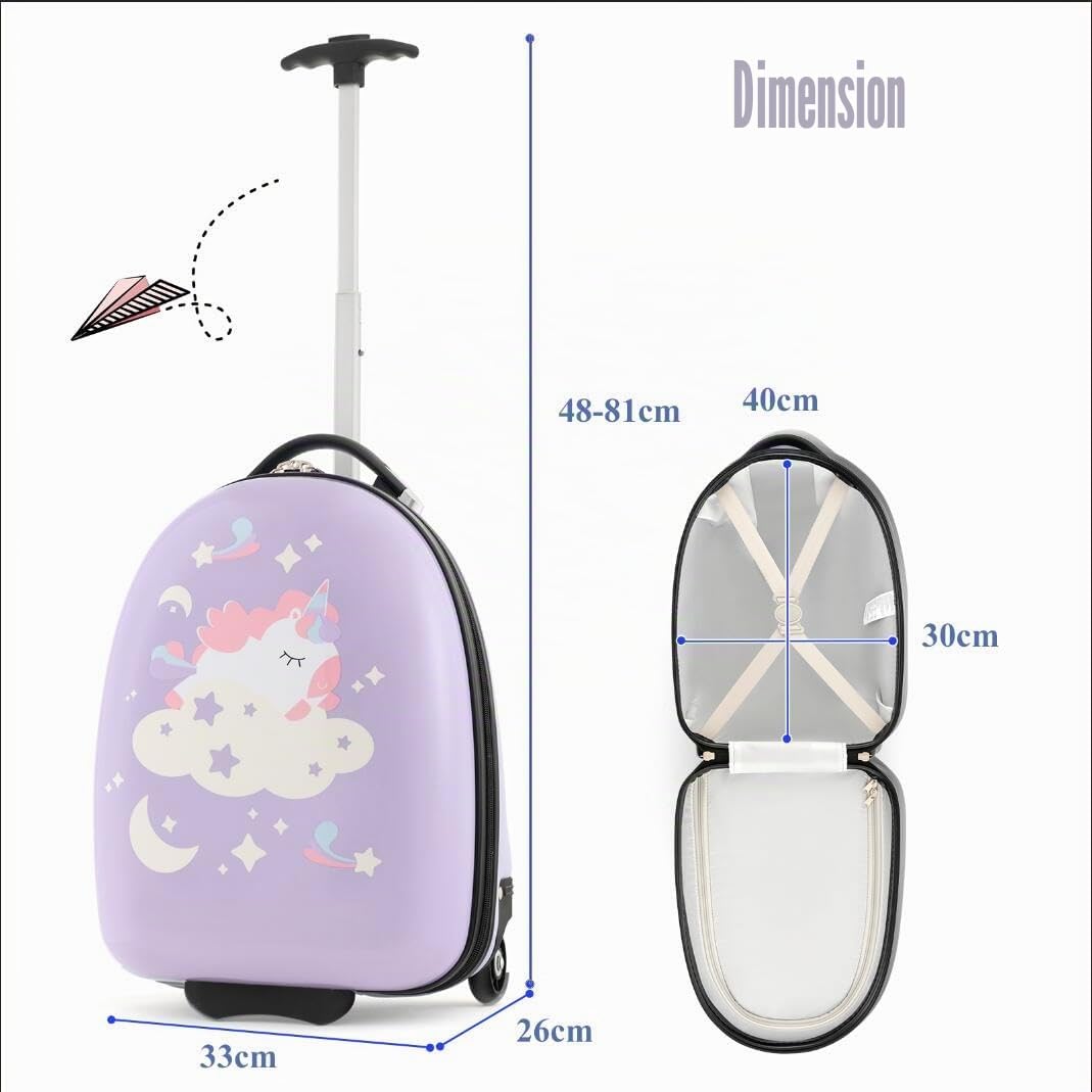 SOARS Valise Enfant 16", Valise Cabine Enfant à roulettes avec Poignée Télescopique Réglable à 2 Niveaux, Matériau Sûr, Imperméable et Durable, Léger de 1,5 KG, Cadeau pour Garçon et Fille 3+ Ans
