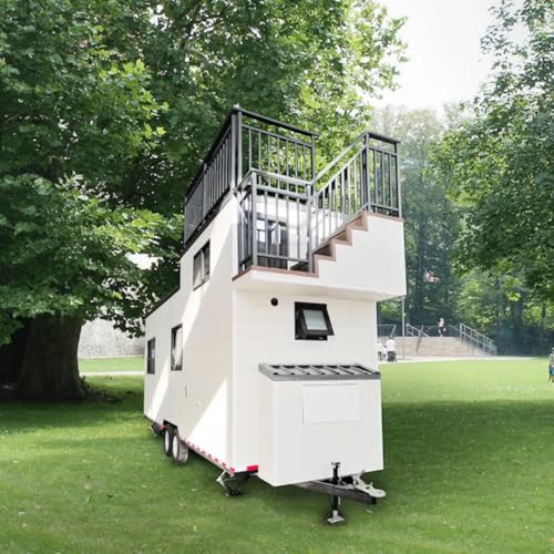 Luxuary Tiny Home Mobile Tiny House Trailer with Rooftop Deck,