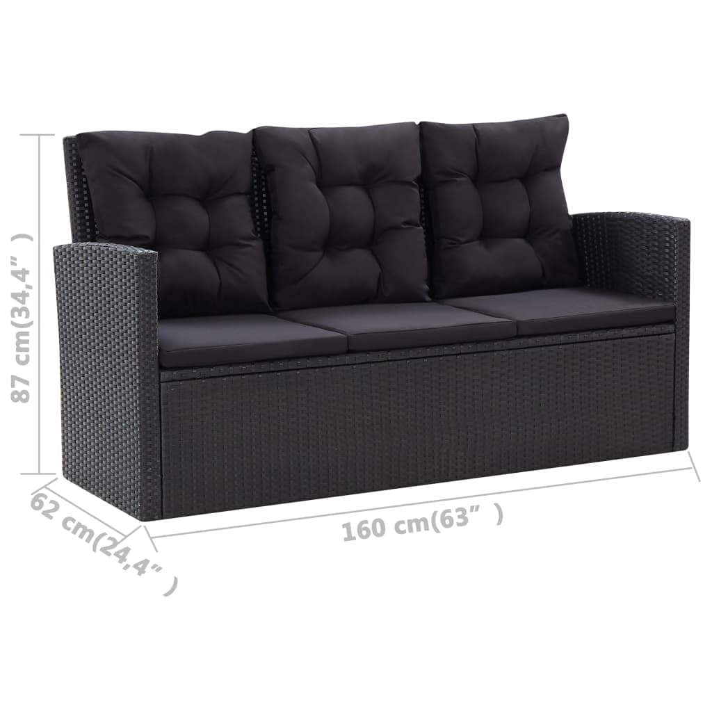 vidaXL Set Muebles de Jardín 6 Piezas y Cojines Conjunto Casa Patio Terraza Sofá Mesa Tablero Sillas Sillón Aire Libre Ratán Sintético Negro